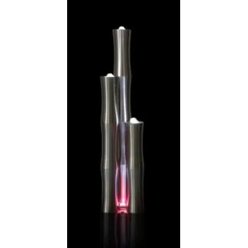 Zaawansowana fontanna bambus ,stal szczotkowana  3 rury. LED.H 120 cm