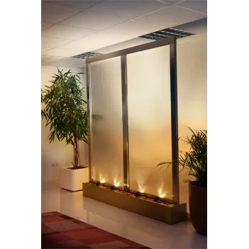 Kaskada wodna ze szklaną ścianą 229 cm. Podświetlenie LED. Stal nierdzewna