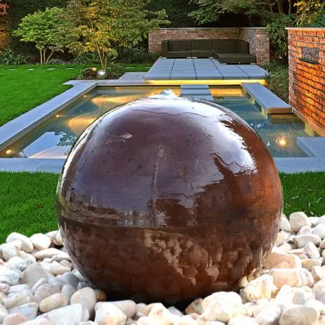 Corten Led steel ball fountain