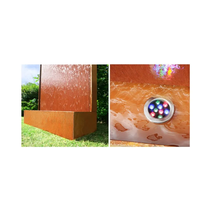 Fontanna,kaskada stal Corten, H 1,75 m wraz ze zmieniajacymi sie światłami