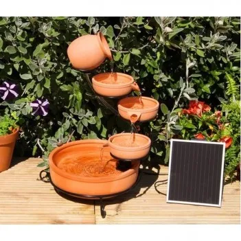 Fontanna ogrodowa misy terrakota zasilanie solarne.