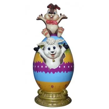 Easter Egg with Lamb & Bunny