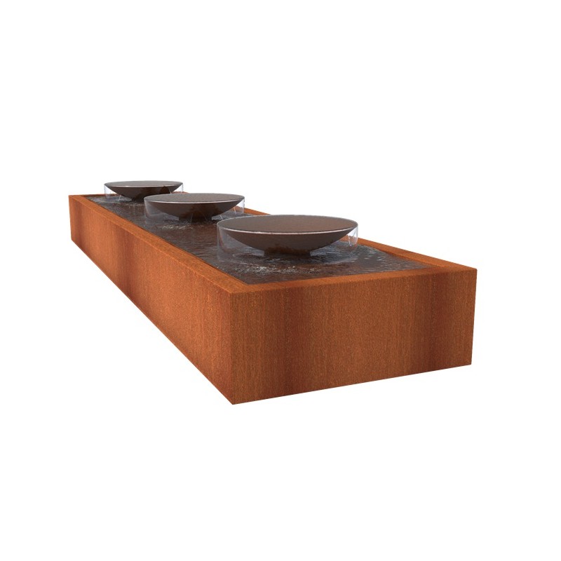 Corten Steel watertable with bowls - Water feature ADCBS3