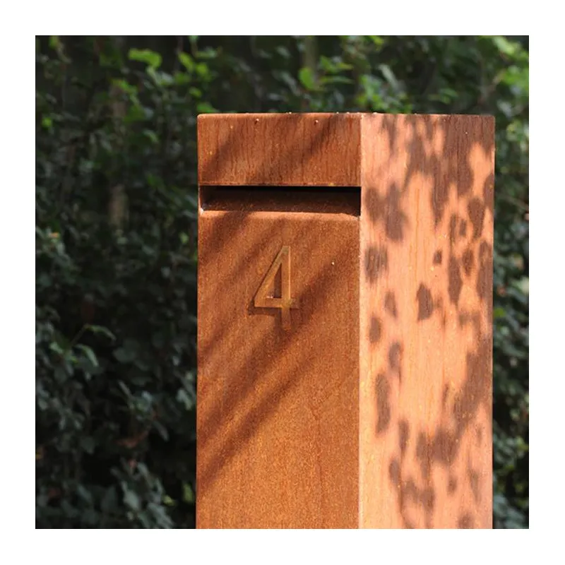 350x350x1200 Corten Steel letterbox ADIVC1