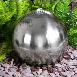  Stainless Steel Solar Powered 50 cm Sphere Water Feature with LED Lights 