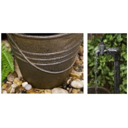 H 75 cm Tap and Bucket Water Feature with Lights 