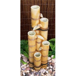 H 88cm White Ginko 5-Tier Bamboo Water Feature 