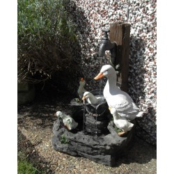 Water Feature  Duck Family at Tap with LED Lighting H 56 cm