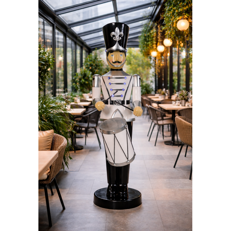 Toy Soldier with Drum (White/Black)