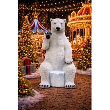 226 cm Sitzender Eisbär –...