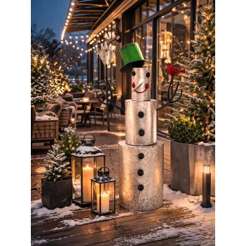 126cm Metall Schneemann LED...