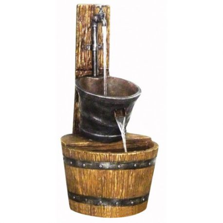 Pump on Wooden Barrel Water...