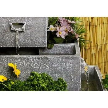 H42cm x W39cm Perth Square 4-Tier Solar Water Feature Cascading Herb Planter