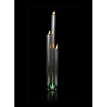 Fontanna 135cm 3 polerowane Rury Ogień i Woda,LED