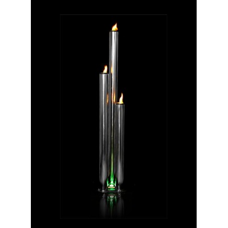 Fontanna 135cm 3 polerowane Rury Ogień i Woda,LED