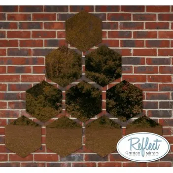 Set of 10 Small Hexagonal Bronze Mirrors