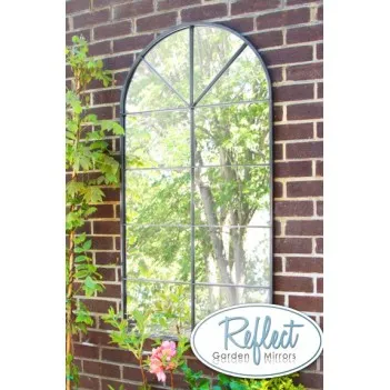 Metal Arch Glass Garden Mirror