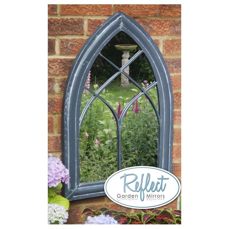 Gothic Wooden Effect Glass Garden Mirror