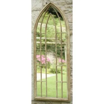Gotyckie szklane lustro ogrodowe z efektem kamienia