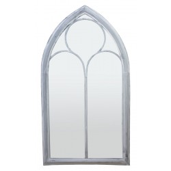 Gotyckie jasne szklane lustro ogrodowe w kształcie łuku