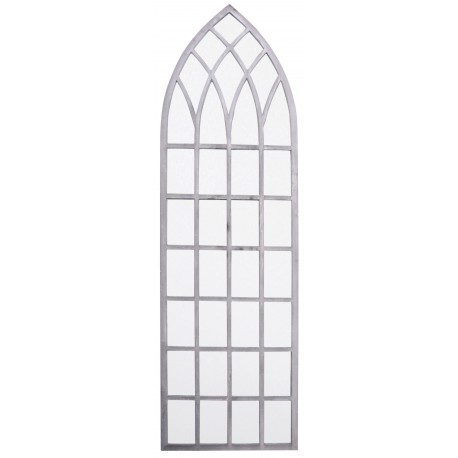 Wysokie gotyckie szklane lustro ogrodowe w kształcie łuku
