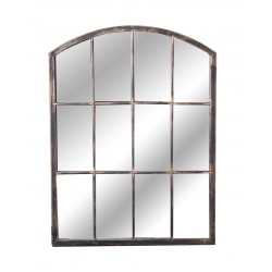 Szklane lustro ogrodowe w kształcie metalowego łuku