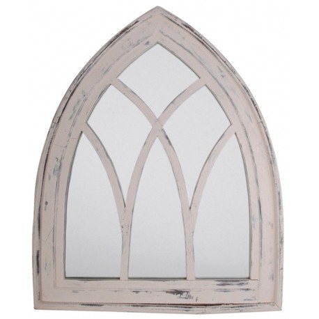 Gothic Arched Rustic Wooden Garden Mirror