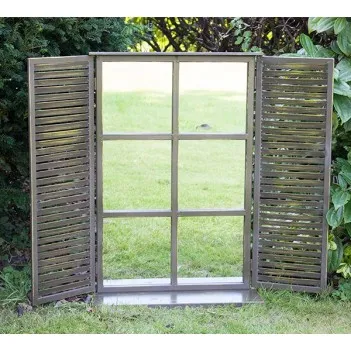 Country Shuttered Window Glass Garden Mirror