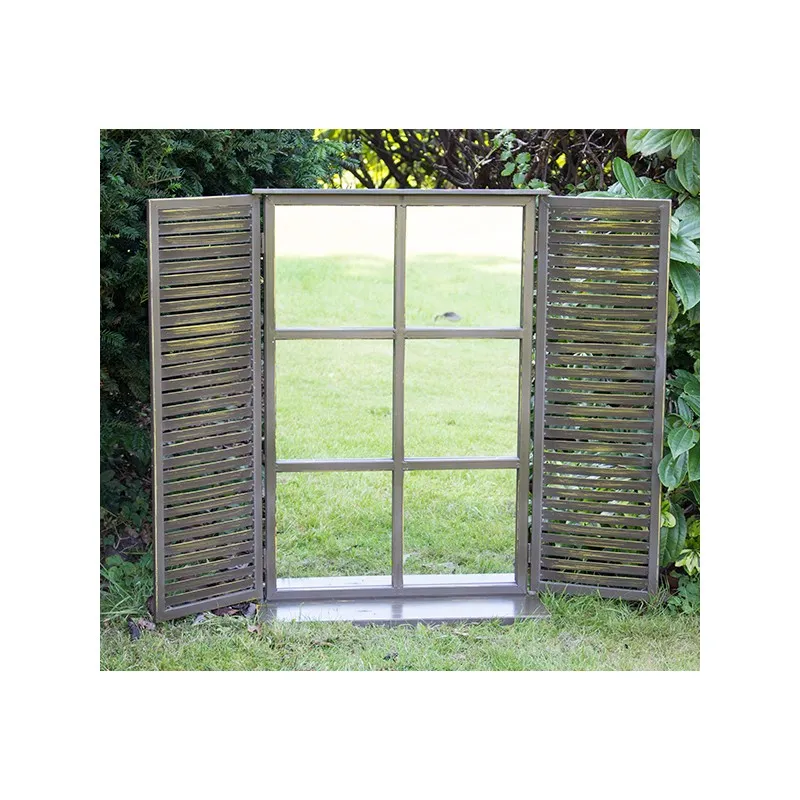 Country Shuttered Window Glass Garden Mirror