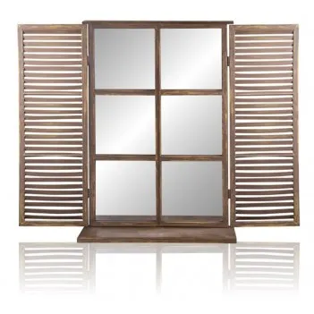 Country Shuttered Window Glass Garden Mirror