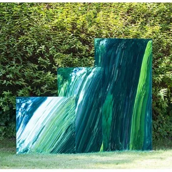 Set of 2 Small Blue Square Garden Mirrors