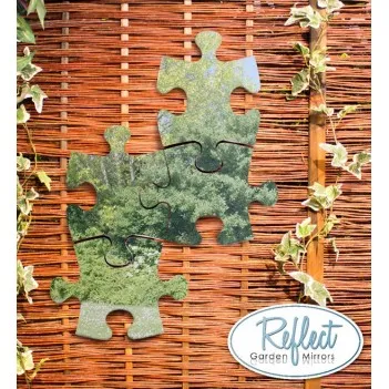 Puzzle Acrylic Silver Garden Mirror 4-Pack
