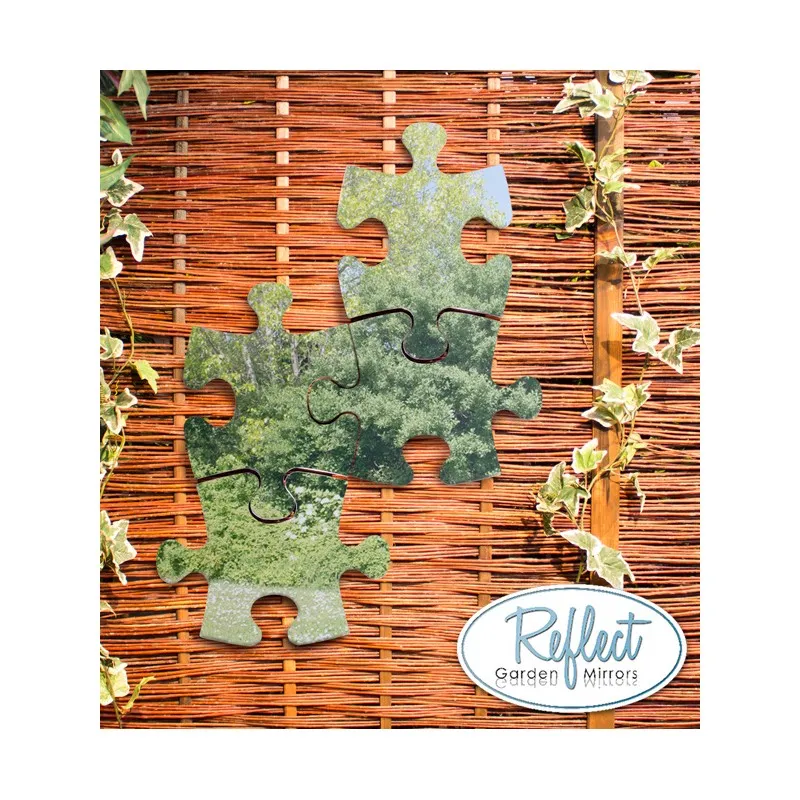 Puzzle Acrylic Silver Garden Mirror 4-Pack