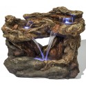 Montana Falls Log and Rock Cascade Water Feature with Lights