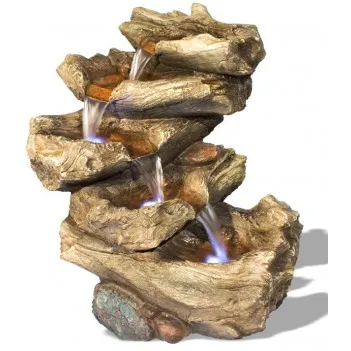 Nebraska Falls 4-tier Log Cascade Water Feature with Lights