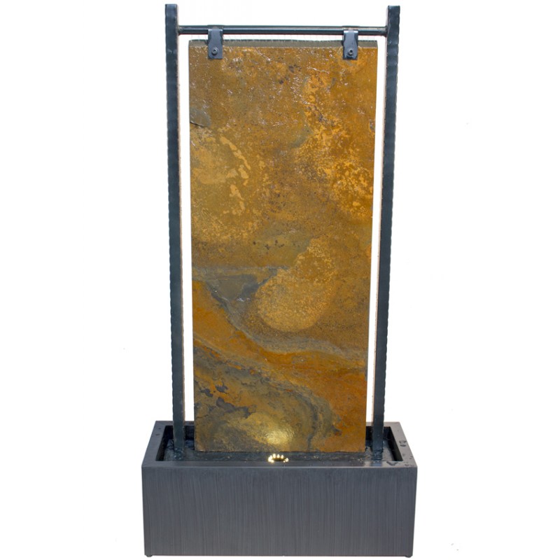 Bernoulli Zinc and Slate Wall Water Feature with LED Lights - 120cm