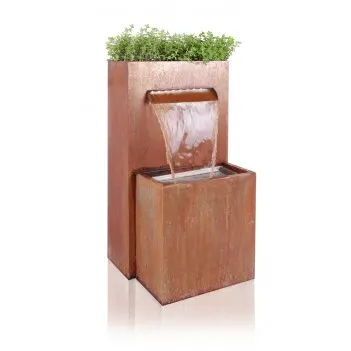 Halton Corten Steel Waterfall Cascade Planter with LED Lights