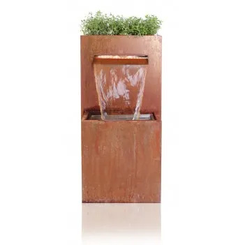 Halton Corten Steel Waterfall Cascade Planter with LED Lights