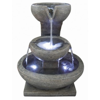 Fontanna,kaskada Trzy Granitowe Misy,LED,H 57 cm
